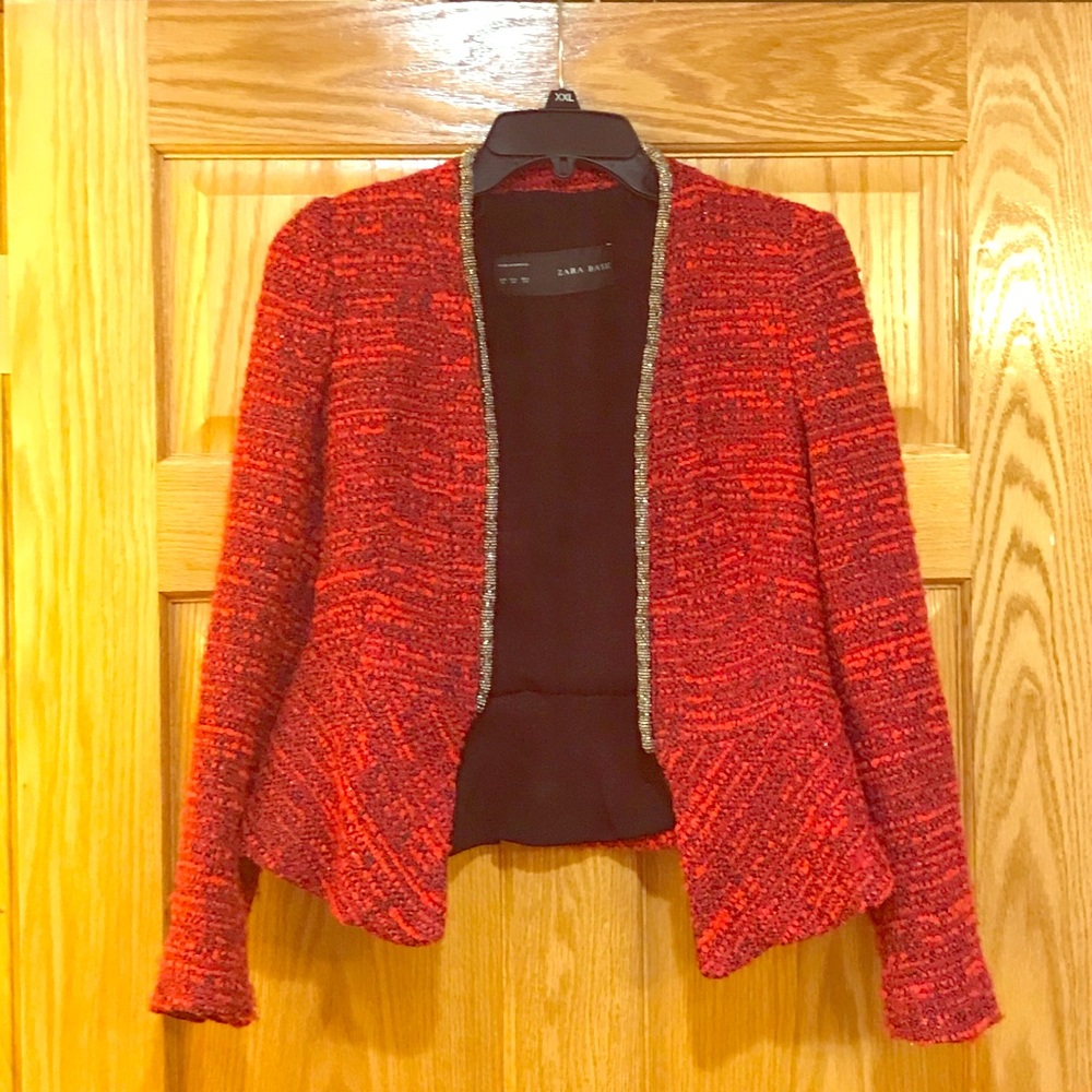 Zara peplum blazer in red